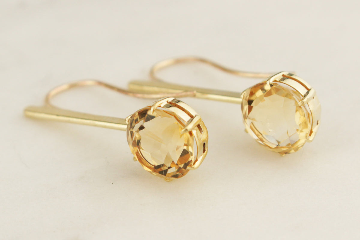 ANTIQUE EDWARDIAN c1900 CITRINE DROP EARRINGS 9ct GOLD