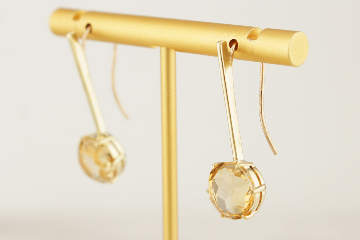 ANTIQUE EDWARDIAN c1900 CITRINE DROP EARRINGS 9ct GOLD