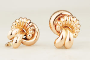 VINTAGE c1940 18ct ROSE KNOT EARRINGS