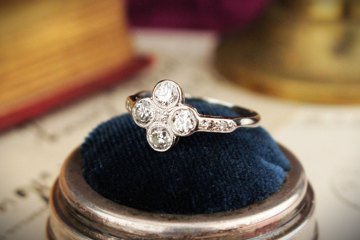 ANTIQUE ART DECO .87ct  DIAMOND RING 18ct GOLD &amp; PLATINUM