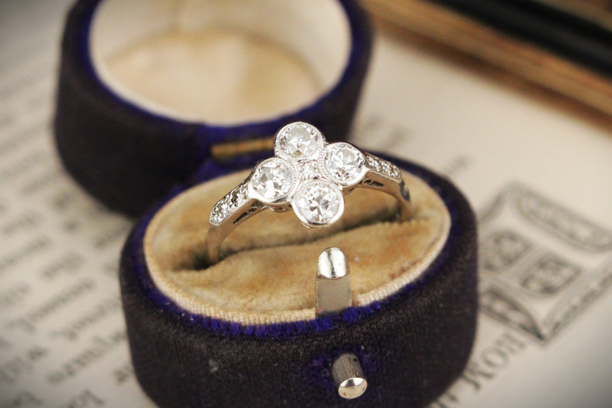 ANTIQUE ART DECO .87ct  DIAMOND RING 18ct GOLD &amp; PLATINUM