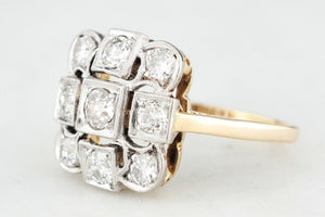 ANTIQUE ART DECO c1920 1ct DIAMOND CLUSTER RING 18ct GOLD & PLATINUM