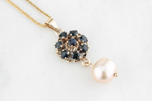 VINTAGE SAPPHIRE & PEARL PENDANT 18ct GOLD
