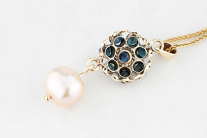 VINTAGE SAPPHIRE & PEARL PENDANT 18ct GOLD