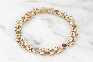 RETRO ESTATE MIXED GEM BRACELET ON 9ct YELLOW GOLD