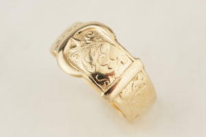 RETRO ANTIQUE STYLE BUCKLE RING 9ct YELLOW GOLD