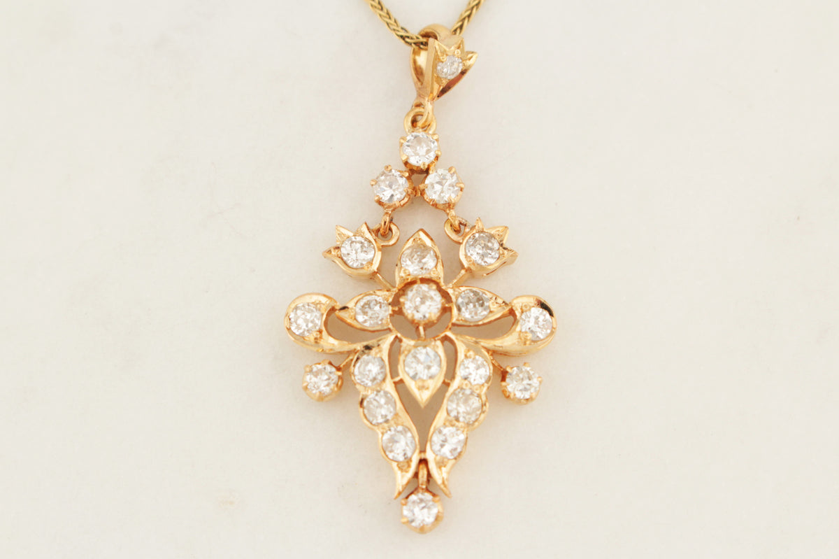 ANTIQUE EDWARDIAN c1900 1.84ct DIAMOND PENDANT 18ct GOLD
