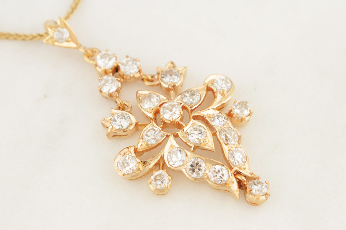 ANTIQUE EDWARDIAN c1900 1.84ct DIAMOND PENDANT 18ct GOLD