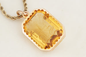 ANTIQUE VICTORIAN CITRINE INTAGLIO SEAL PENDANT ON 14ct GOLD