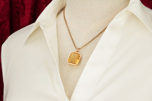 ANTIQUE VICTORIAN CITRINE INTAGLIO SEAL PENDANT ON 14ct GOLD