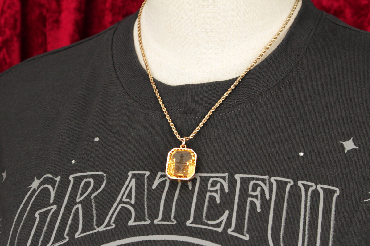ANTIQUE VICTORIAN CITRINE INTAGLIO SEAL PENDANT ON 14ct GOLD