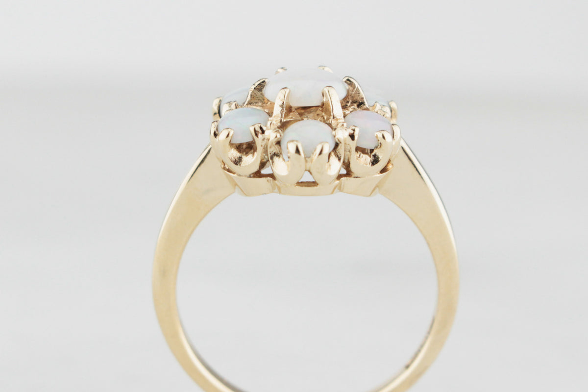 RETRO SOLID OPAL CLUSTER RING 9ct GOLD