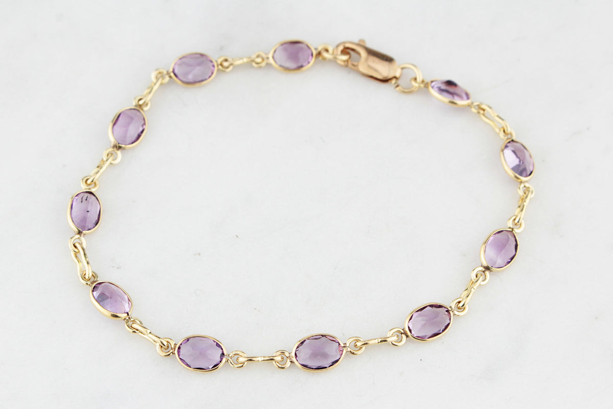 VINTAGE AMETHYST BRACELET 9ct GOLD