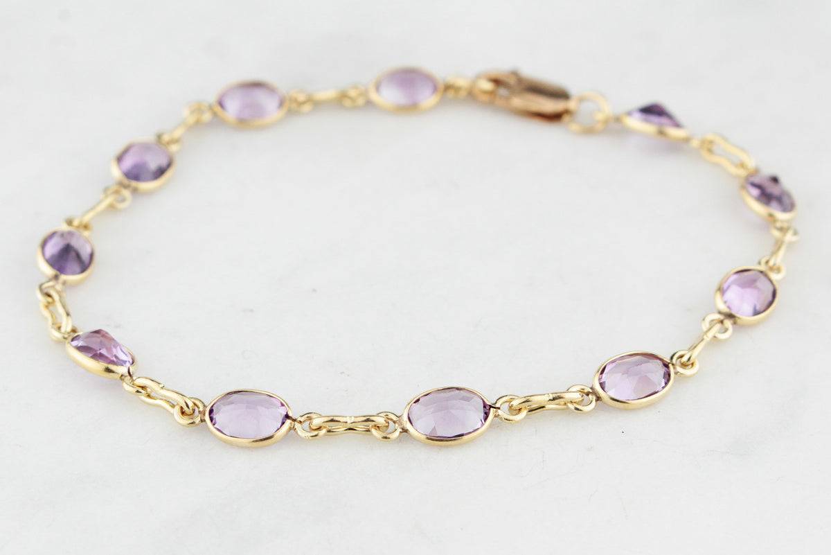 VINTAGE AMETHYST BRACELET 9ct GOLD