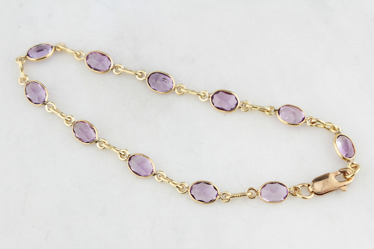VINTAGE AMETHYST BRACELET 9ct GOLD