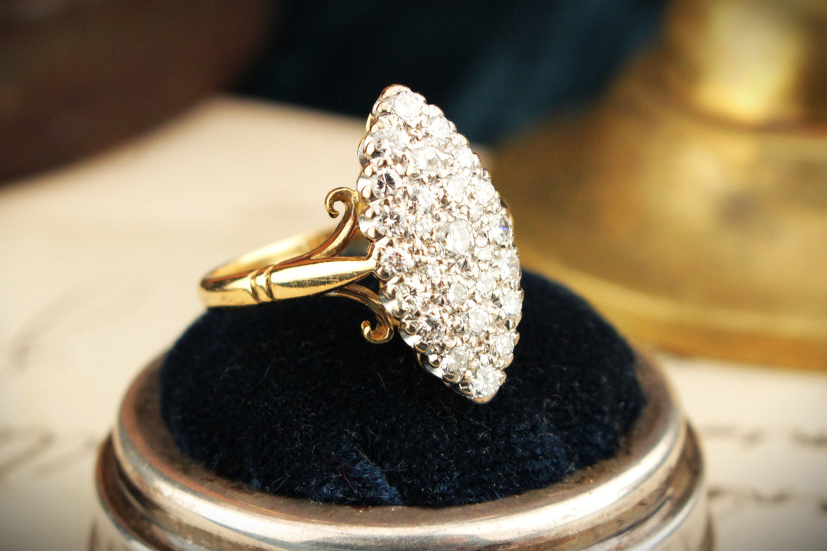 VINTAGE c1930 DIAMOND CLUSTER RING 18ct GOLD