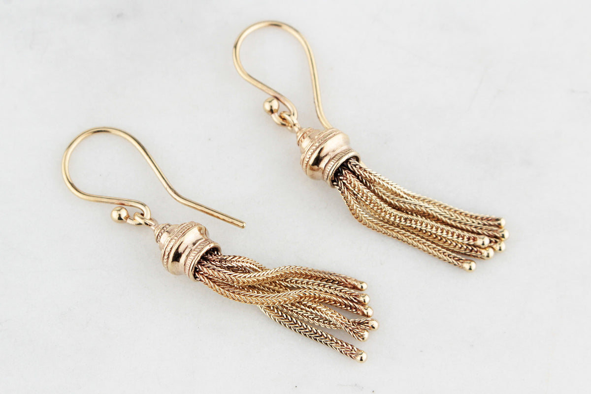 ANTIQUE EDWARDIAN TASSEL EARRINGS 9ct GOLD