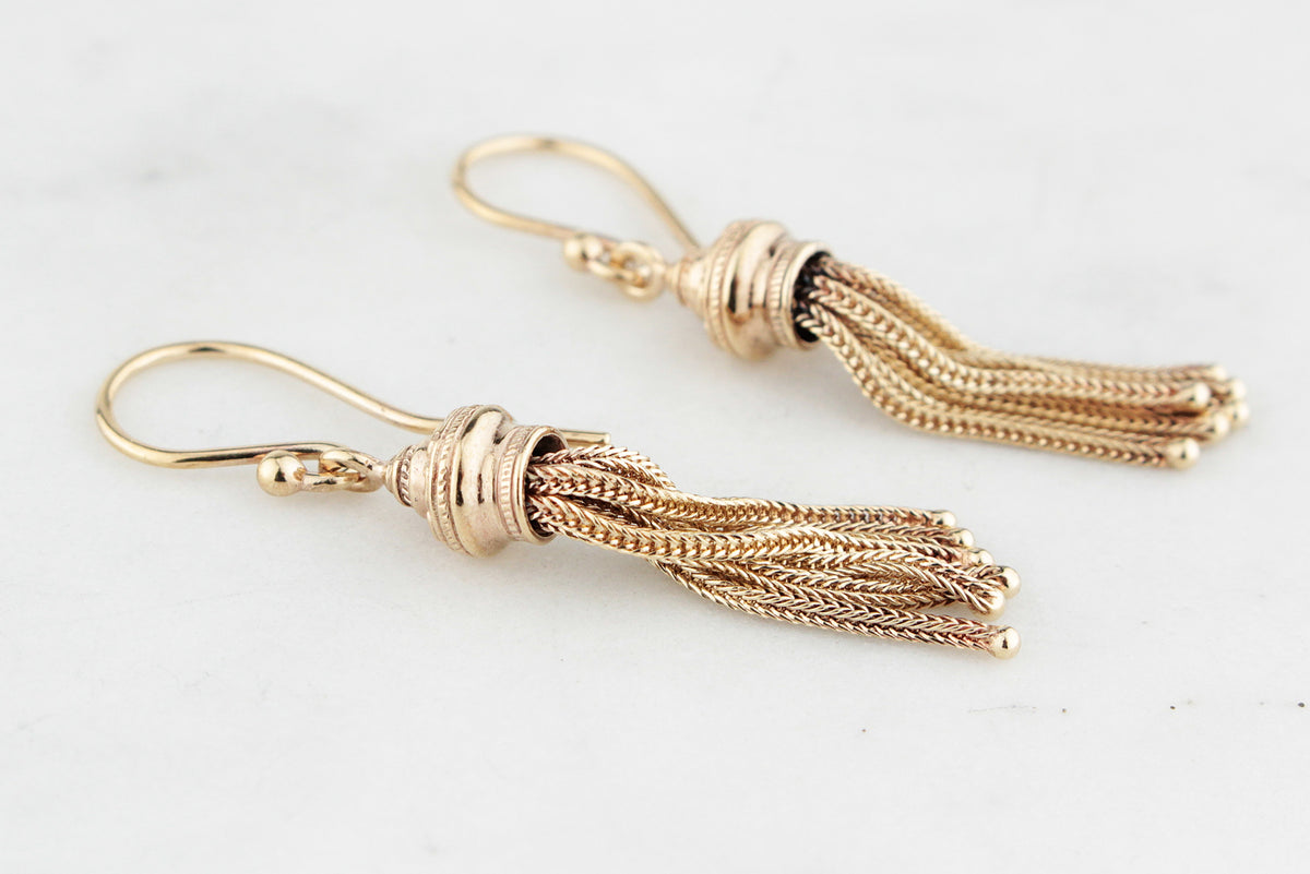 ANTIQUE EDWARDIAN TASSEL EARRINGS 9ct GOLD