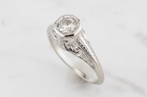 ANTIQUE EDWARDIAN c1910 .33ct DIAMOND RING c1910 ON 18ct WHITE GOLD