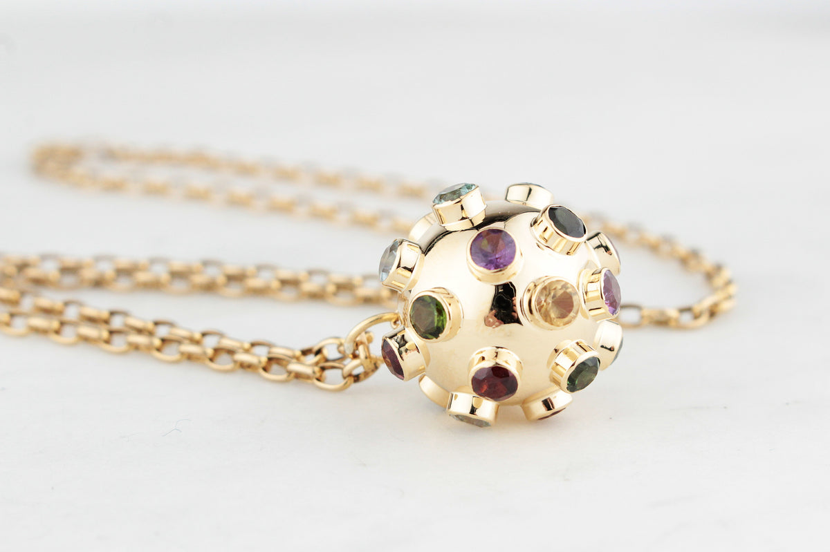 VINTAGE H STERN 1950 MULTI GEM SPUTNIK PENDANT 18ct GOLD