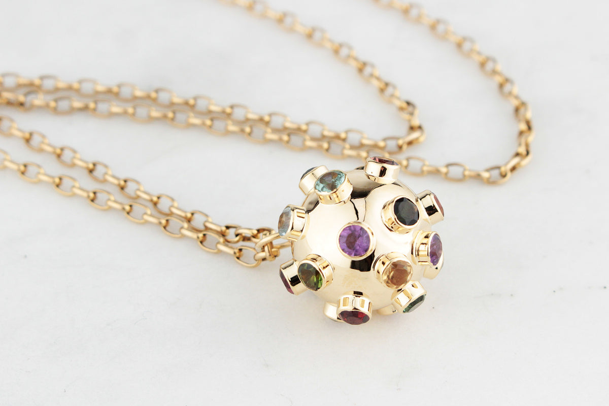 VINTAGE H STERN 1950 MULTI GEM SPUTNIK PENDANT 18ct GOLD