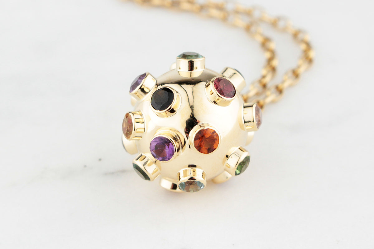 VINTAGE H STERN 1950 MULTI GEM SPUTNIK PENDANT 18ct GOLD