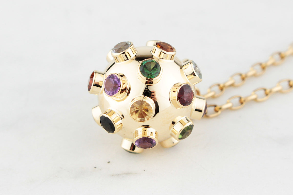 VINTAGE H STERN 1950 MULTI GEM SPUTNIK PENDANT 18ct GOLD