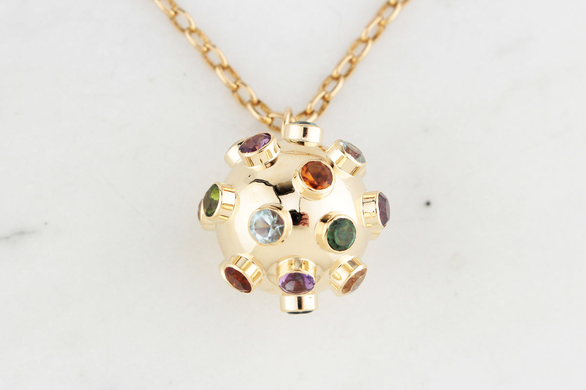 VINTAGE H STERN 1950 MULTI GEM SPUTNIK PENDANT 18ct GOLD