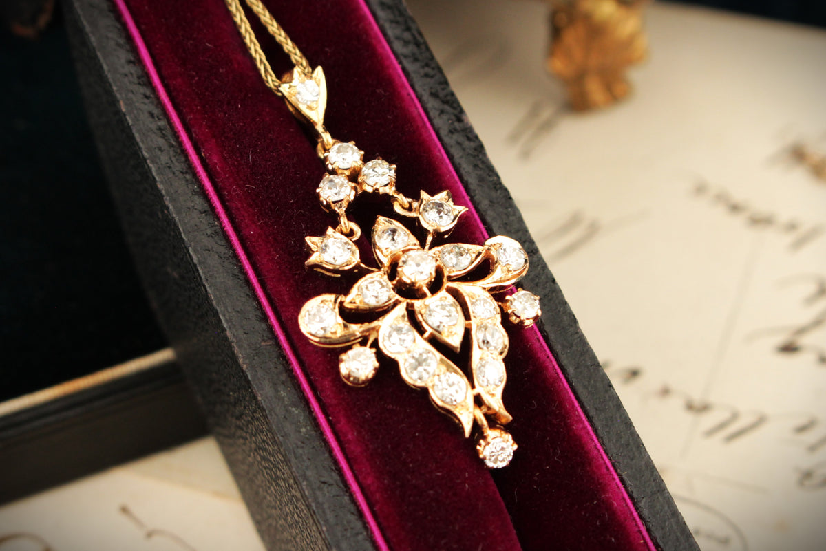 ANTIQUE EDWARDIAN c1900 1.84ct DIAMOND PENDANT 18ct GOLD