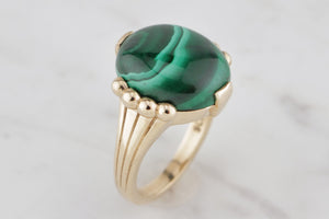 'THE CONSTANCE' MALACHITE RING BY R&V ON 9ct YELLOW GOLD