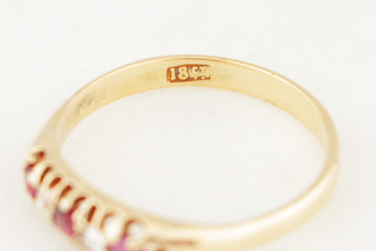 ANTIQUE EDWARDIAN c1900 RUBY & DIMAOND RING 18ct  GOLD