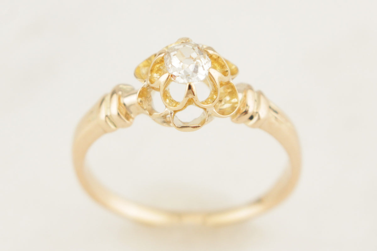 ANTIQUE EDWARDIAN c1900 OLD MINE CUT SOLATAIRE 18ct GOLD