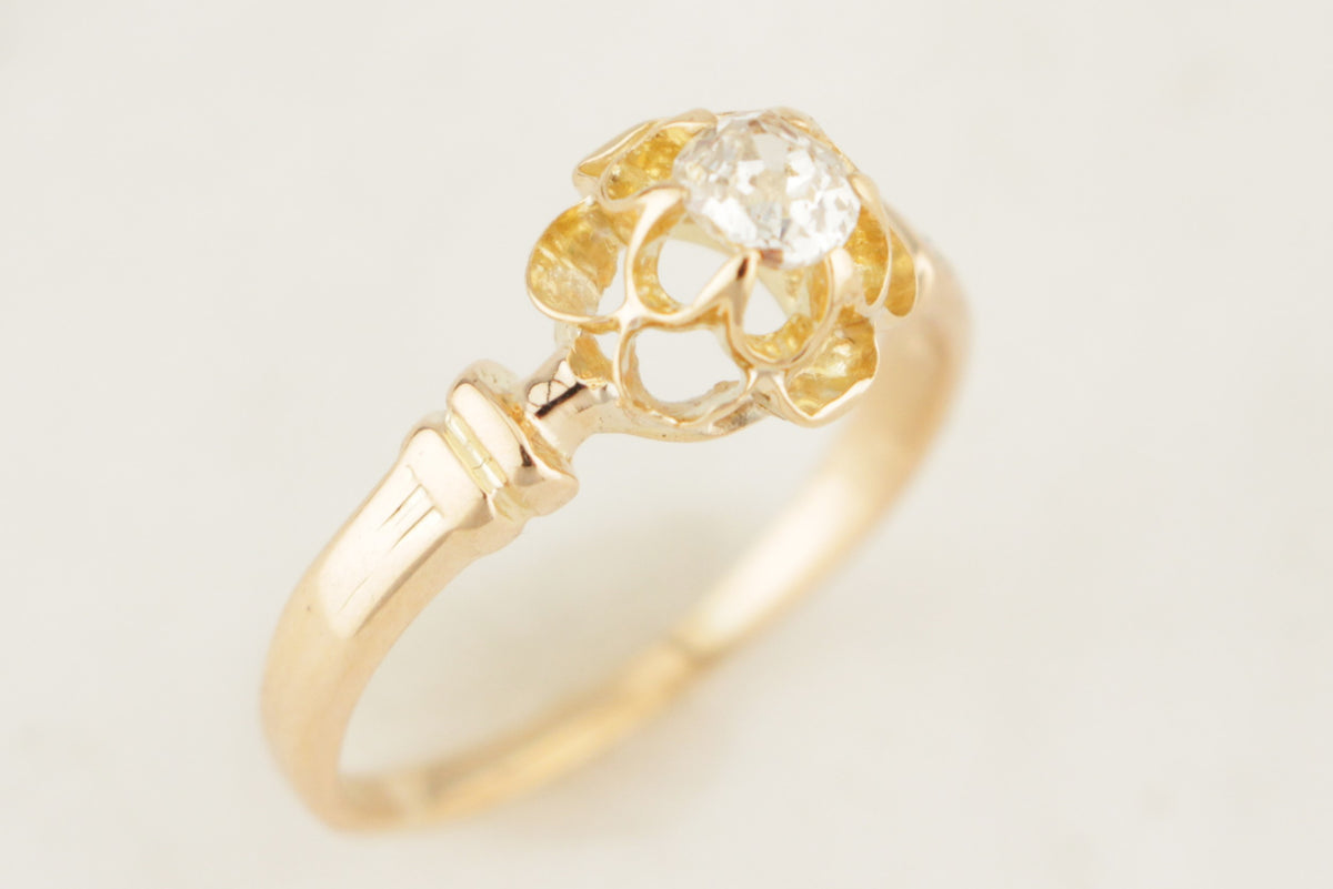 ANTIQUE EDWARDIAN c1900 OLD MINE CUT SOLATAIRE 18ct GOLD