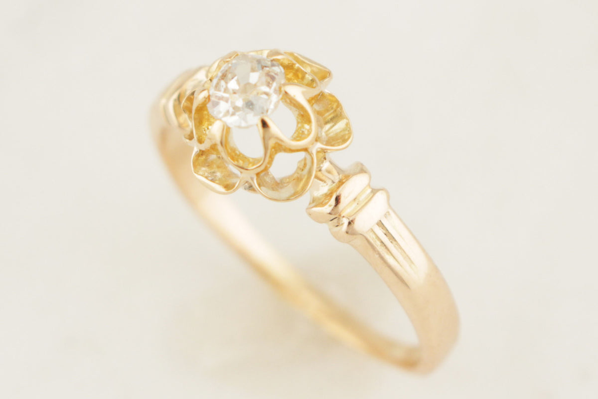 ANTIQUE EDWARDIAN c1900 OLD MINE CUT SOLATAIRE 18ct GOLD