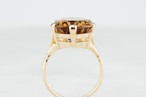 VINTAGE MID-CENTURY 1961 CITRINE COCKTAIL RING 9ct GOLD