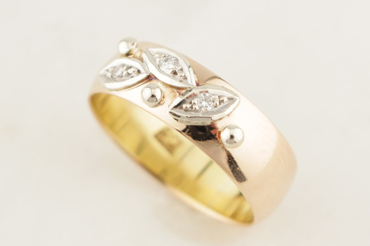 VINTAGE c1940/50 THREE STONE DIAMOND RING 14ct GOLD