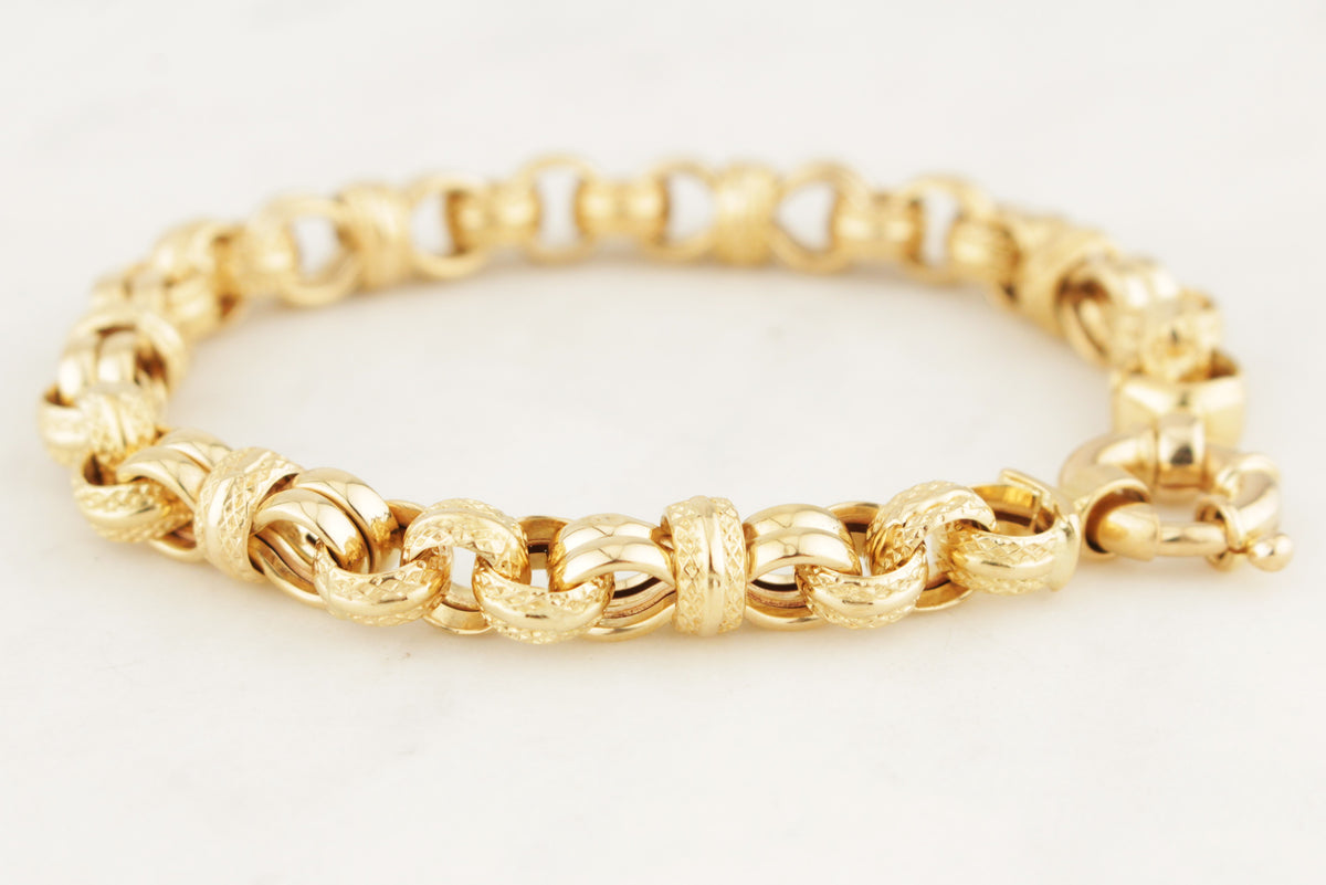 VINTAGE ITALIAN 18ct GOLD ETCHED LINK BRACELET