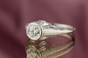 ANTIQUE EDWARDIAN c1910 .33ct DIAMOND RING c1910 ON 18ct WHITE GOLD