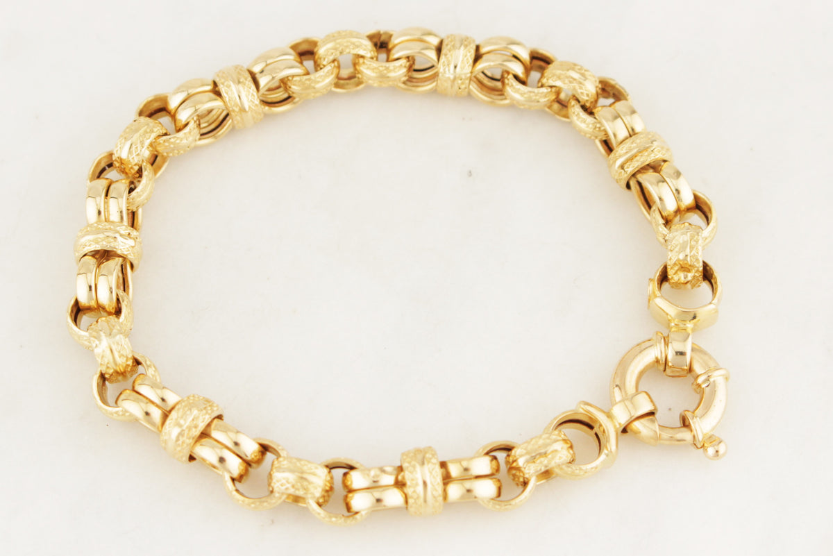 VINTAGE ITALIAN 18ct GOLD ETCHED LINK BRACELET