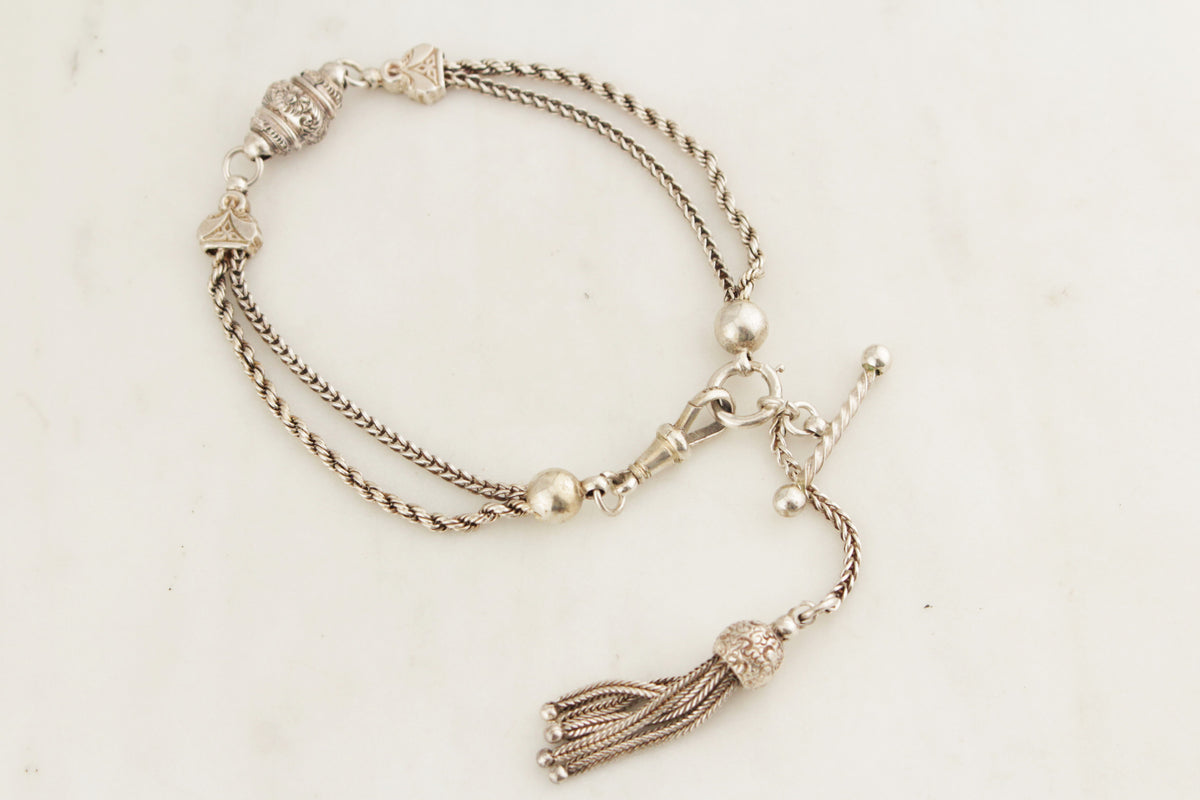 ANTIQUE VICTORIAN ALBERTINA BRACELET STERLING SILVER