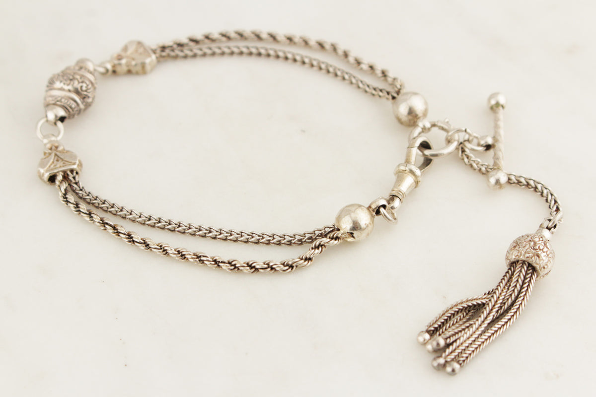 ANTIQUE VICTORIAN ALBERTINA BRACELET STERLING SILVER