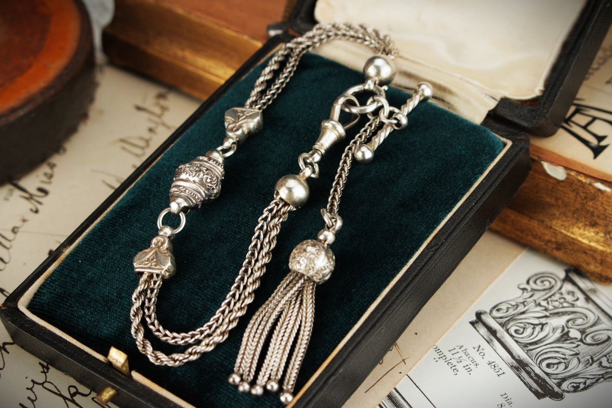 ANTIQUE VICTORIAN ALBERTINA BRACELET STERLING SILVER