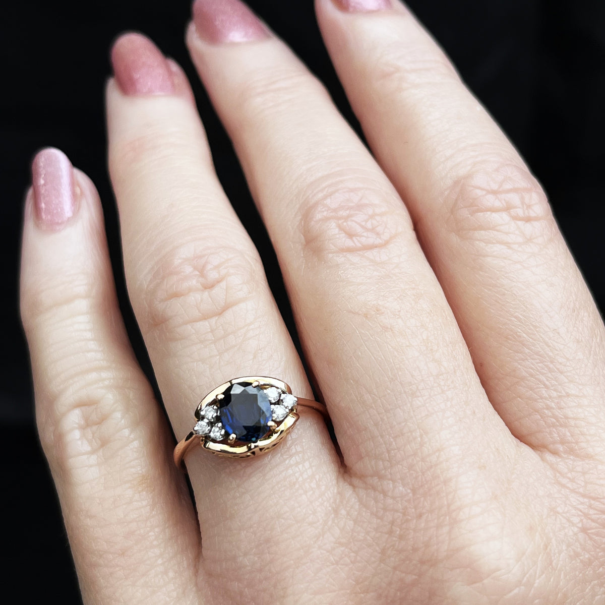 VINTAGE ESTATE SAPPHIRE & DIAMOND RING 18ct GOLD