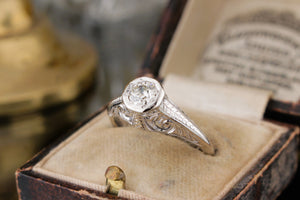 ANTIQUE EDWARDIAN c1910 .33ct DIAMOND RING c1910 ON 18ct WHITE GOLD