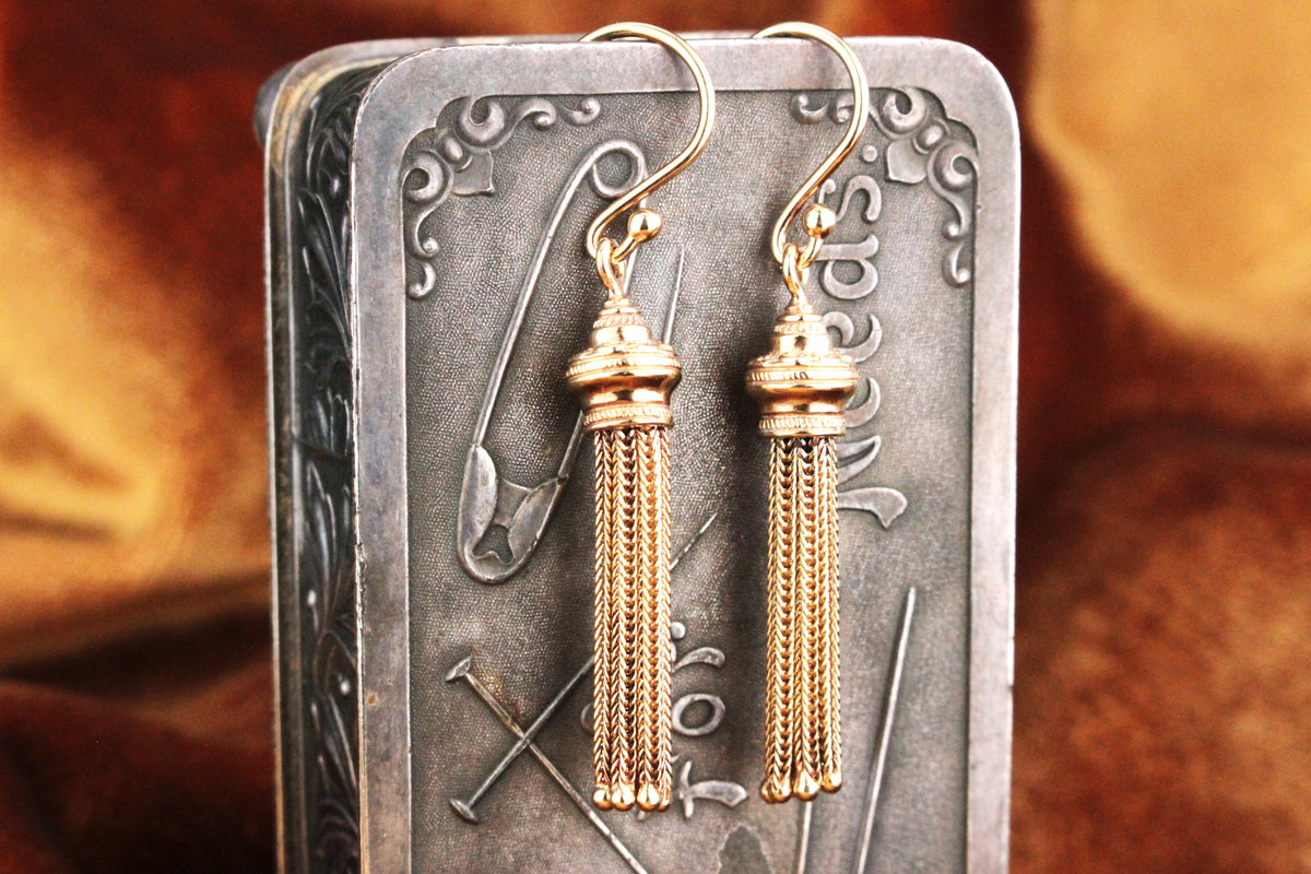 ANTIQUE EDWARDIAN TASSEL EARRINGS 9ct GOLD