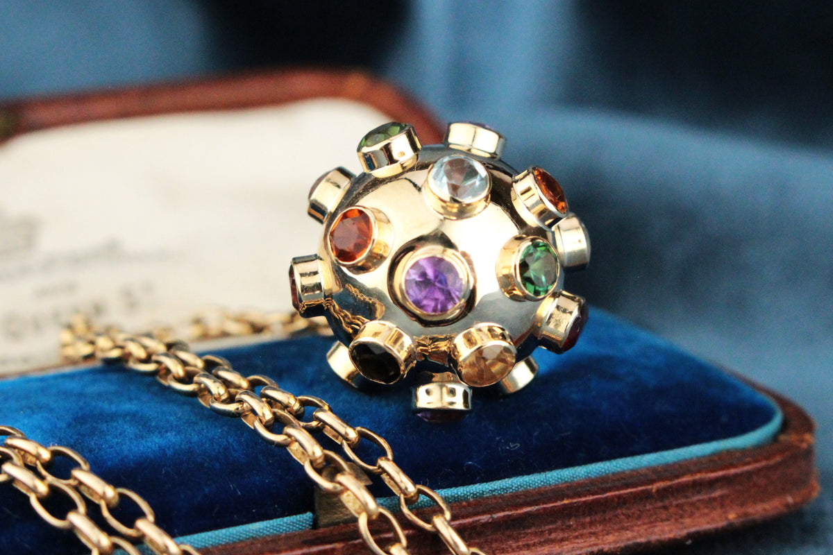 VINTAGE H STERN 1950 MULTI GEM SPUTNIK PENDANT 18ct GOLD