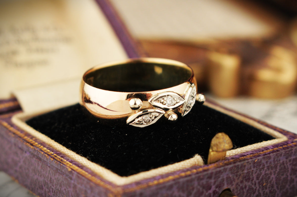 VINTAGE c1940/50 THREE STONE DIAMOND RING 14ct GOLD