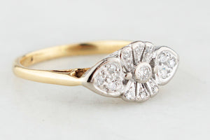 ART DECO DIAMOND RING 18ct GOLD & PLATINUM