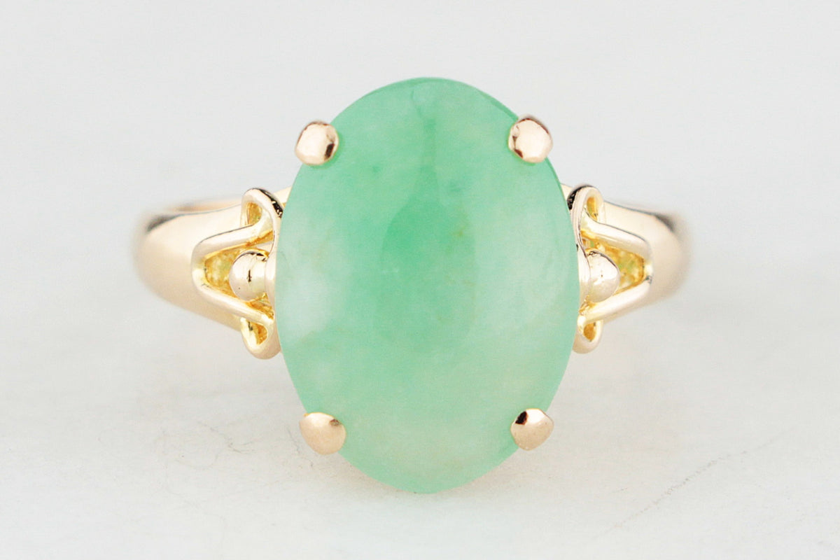 VINTAGE 1940s JADE RING 14ct GOLD