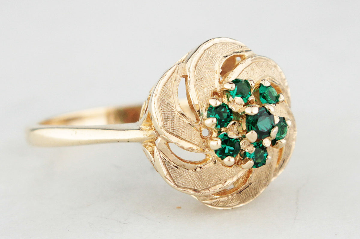 RETRO GILSON EMERALD RING 9ct GOLD
